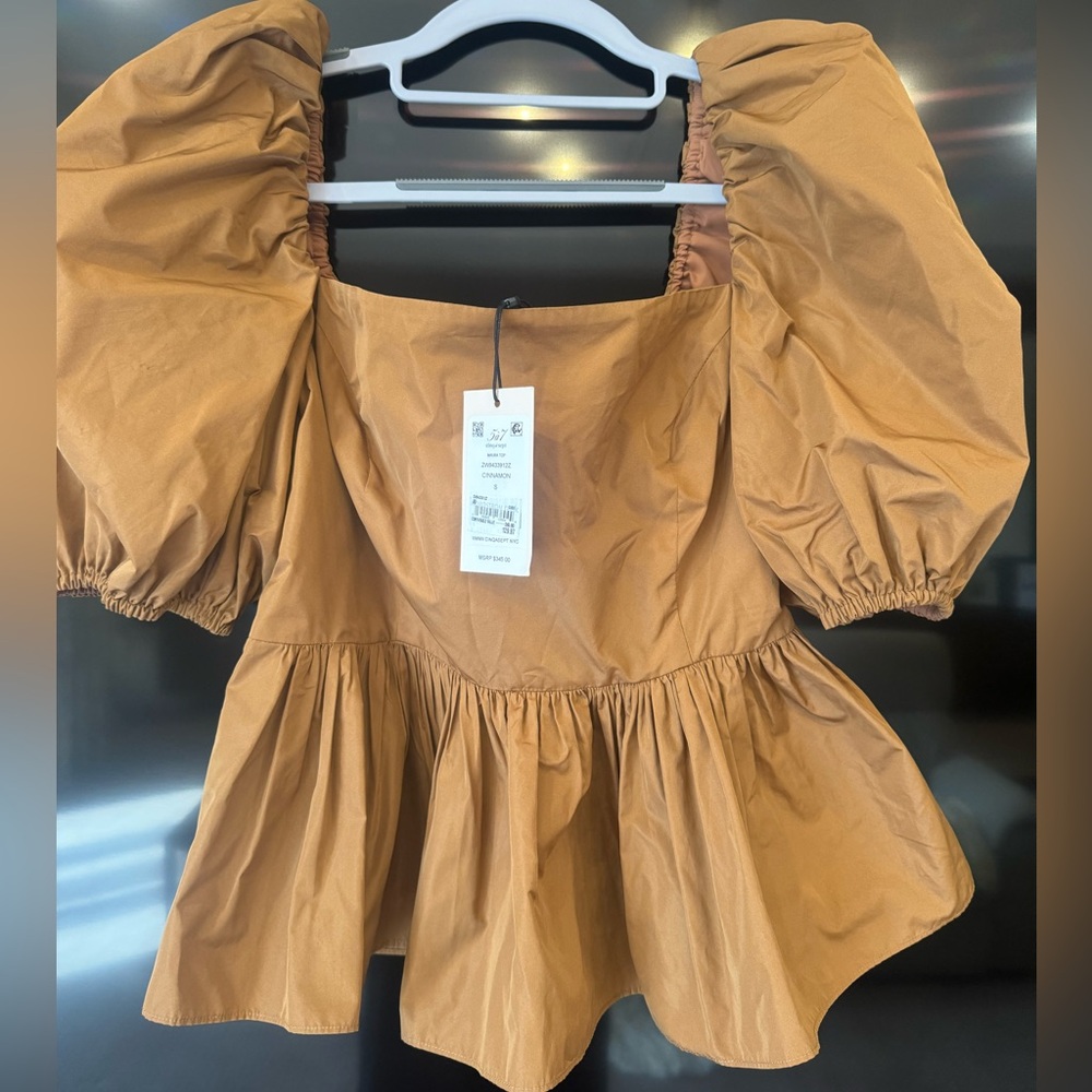 Cinq à Sept Tan Puff Sleeve Blouse